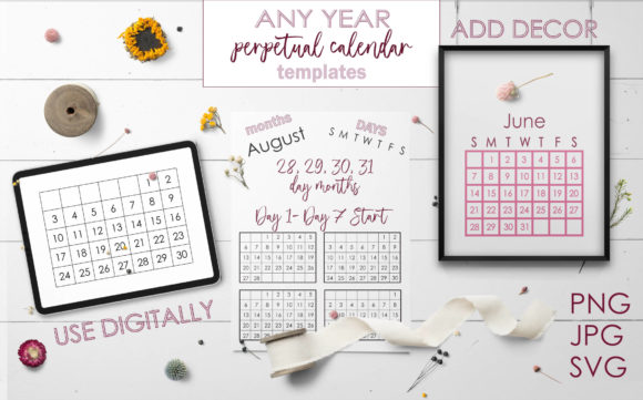 Download Perpetual Calendar Templates - ANY YEAR - Premium Resources